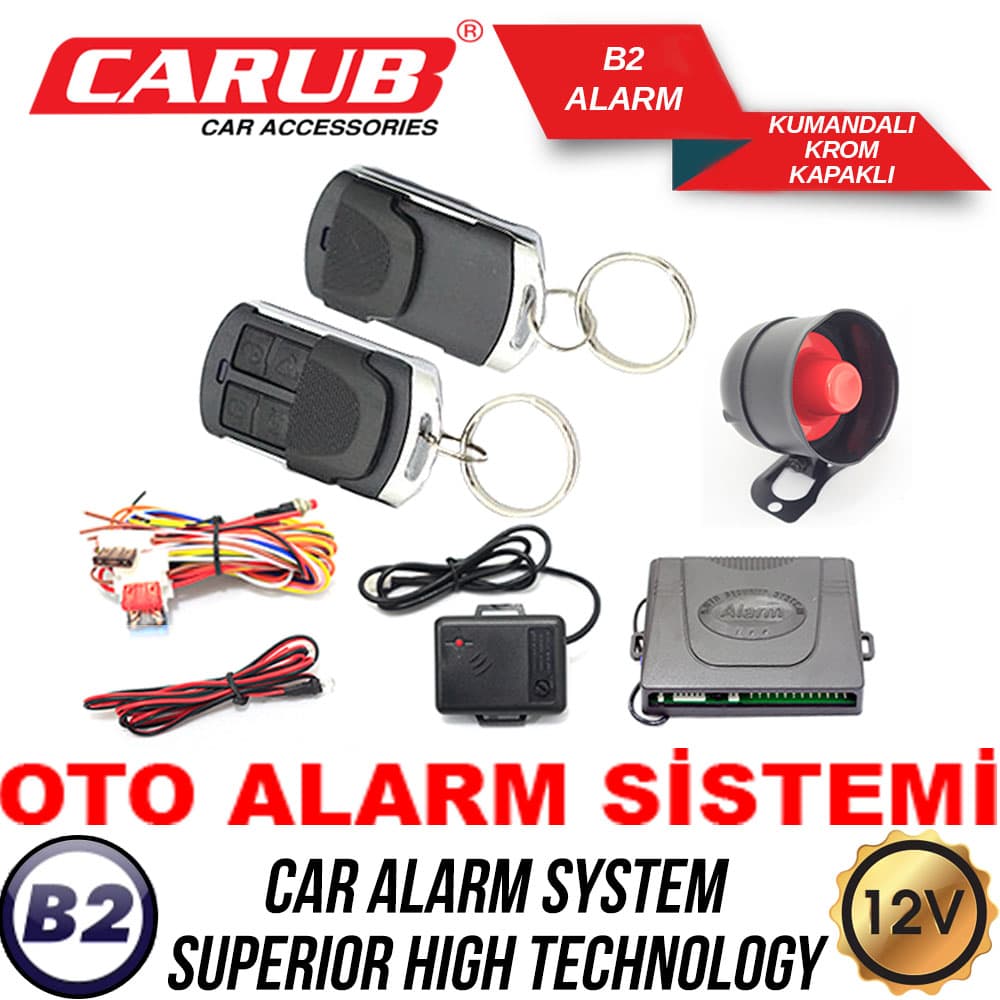 B2 Alarm 12V Kumandalı Krom Kapaklı