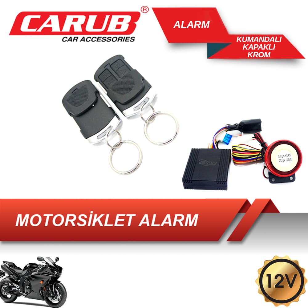 Alarm 12V Motorsiklet U.K. Kapaklı Krom