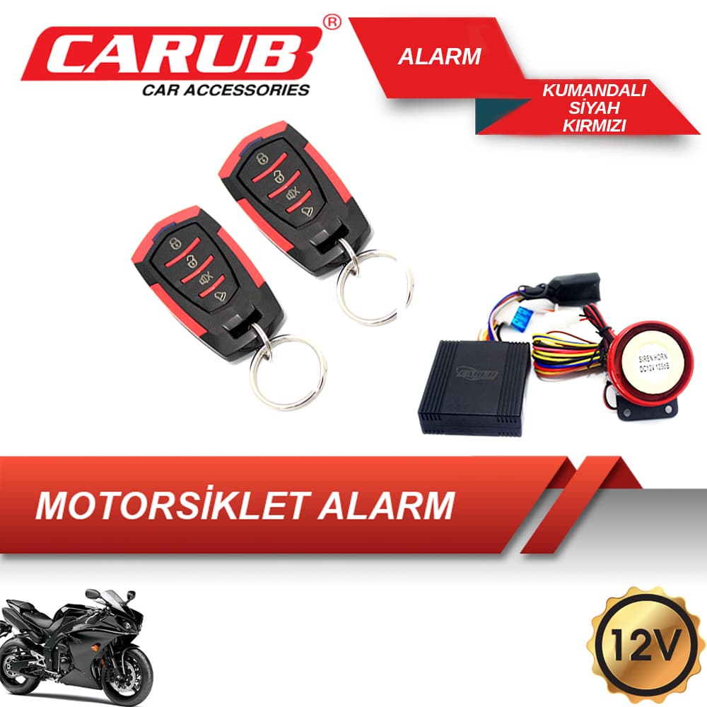 Alarm Motorsiklet U.K.  Siyah Kırmızı