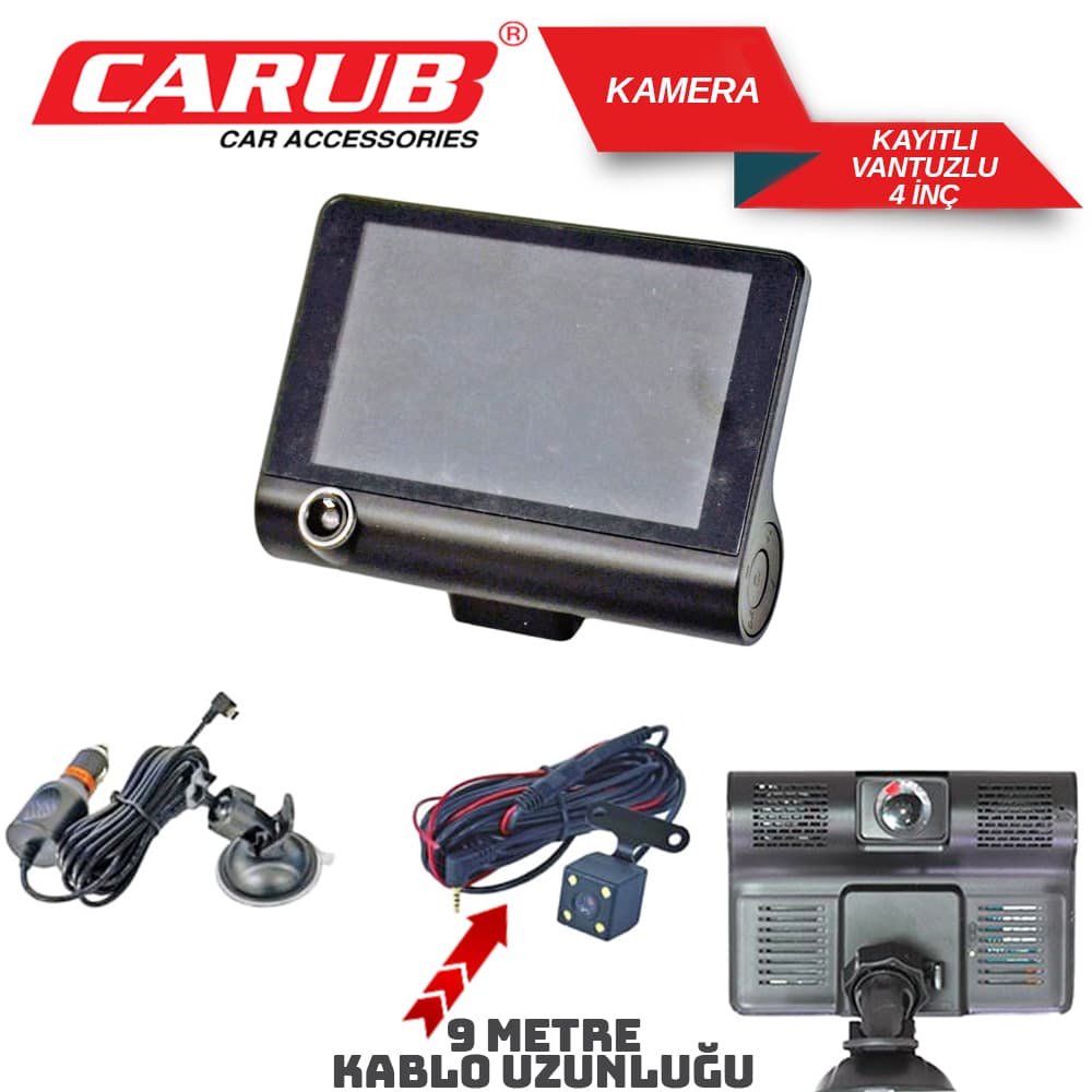 Kamera Kayıtlı Vantuzlu 4\" İç-Dış-Geri  9mt