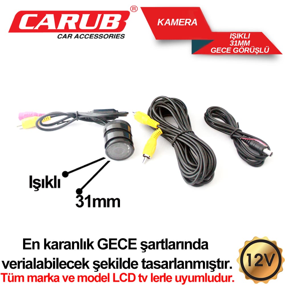 Kamera Gece Görüşlü 12V 31mm Işıklı