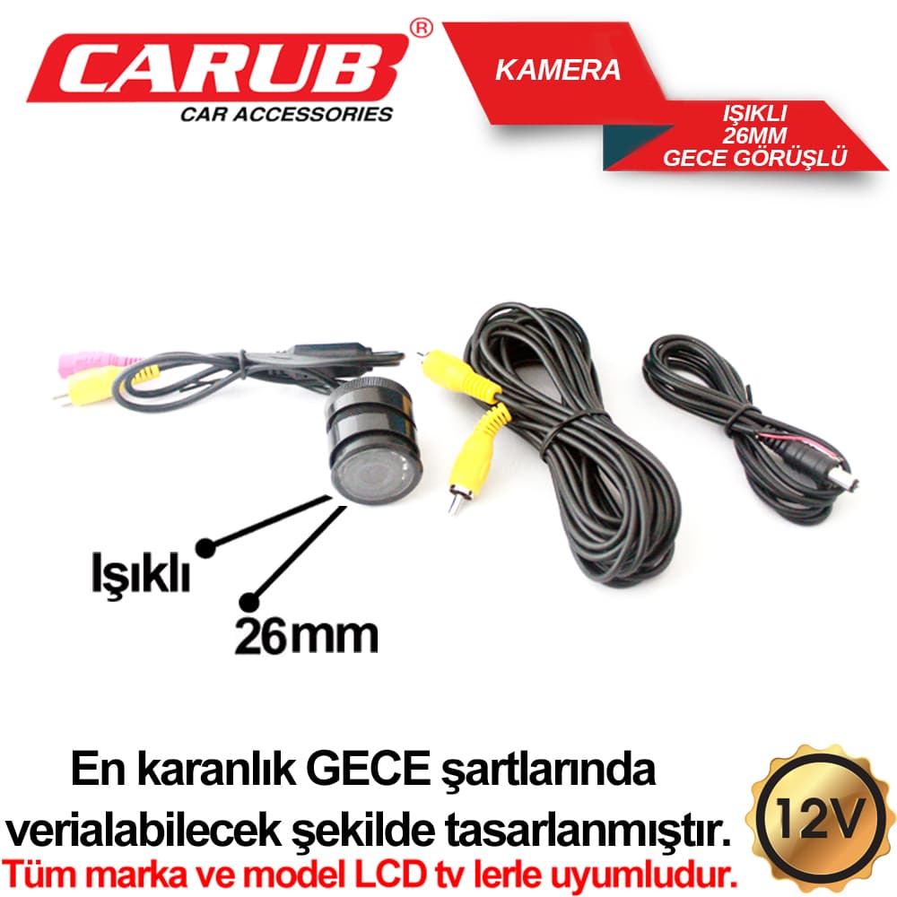 Kamera Gece Görüşlü 12V 26mm Işıklı