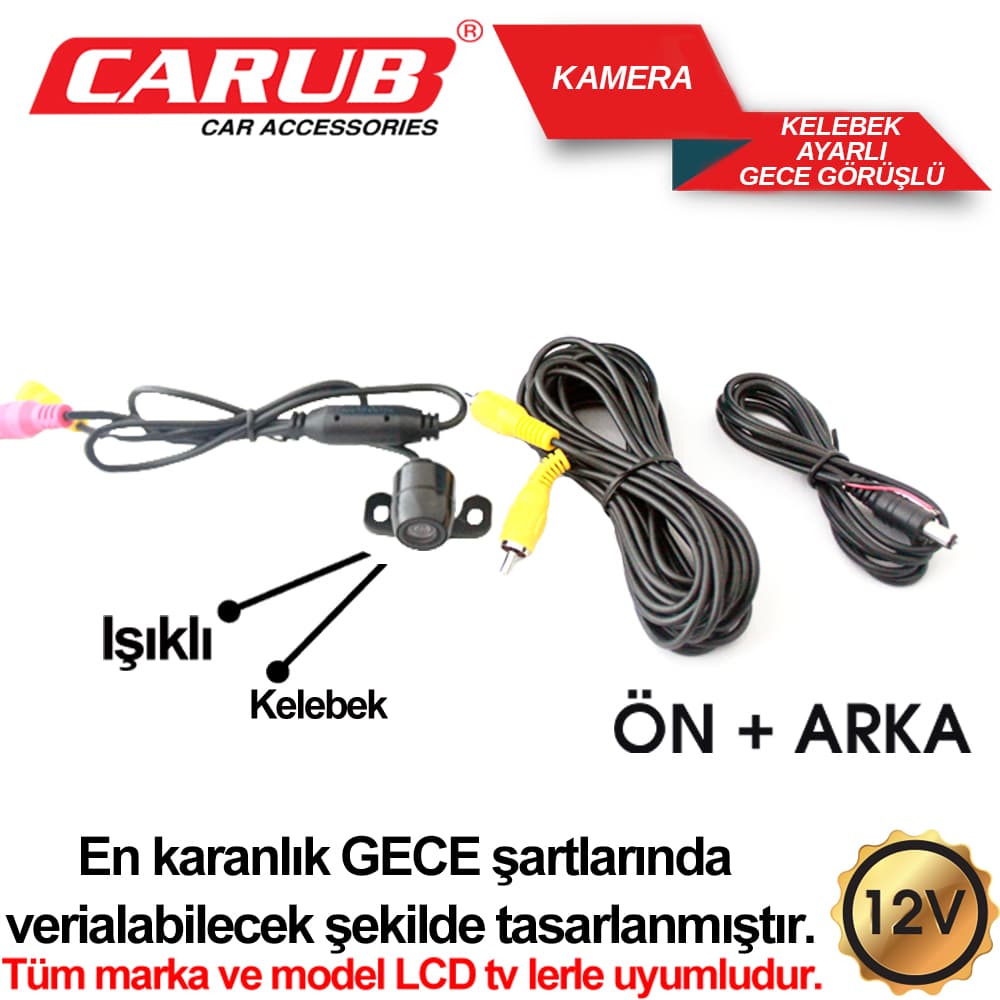 Kamera G. Görüşlü12V Ön-Arka Ayarlı  Kelebek