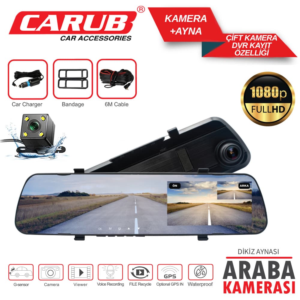Kamera +Ayna Çift Kamera DVR  Kayıt Özellik