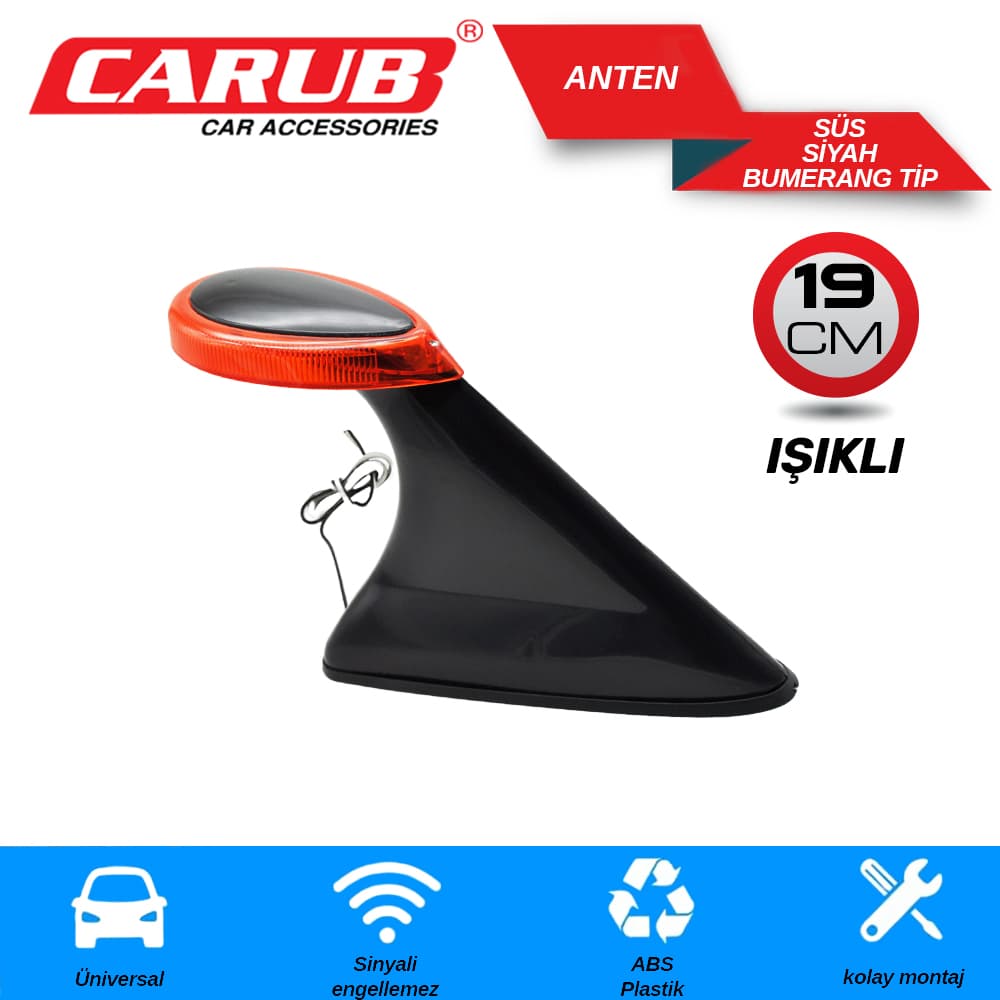 Anten Süs Bumerang Tip Işıklı Siyah