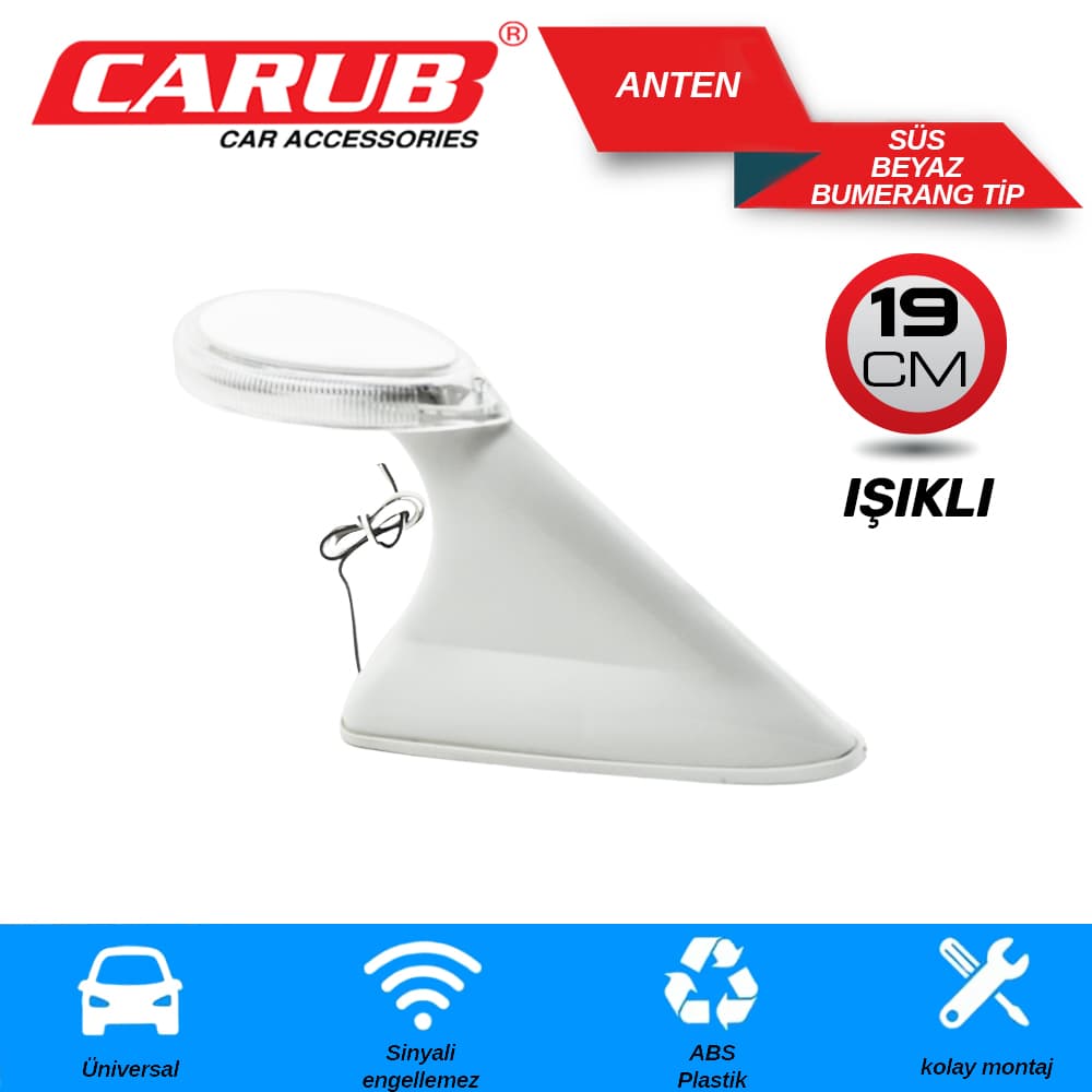Anten Süs Bumerang Tip Işıklı Beyaz