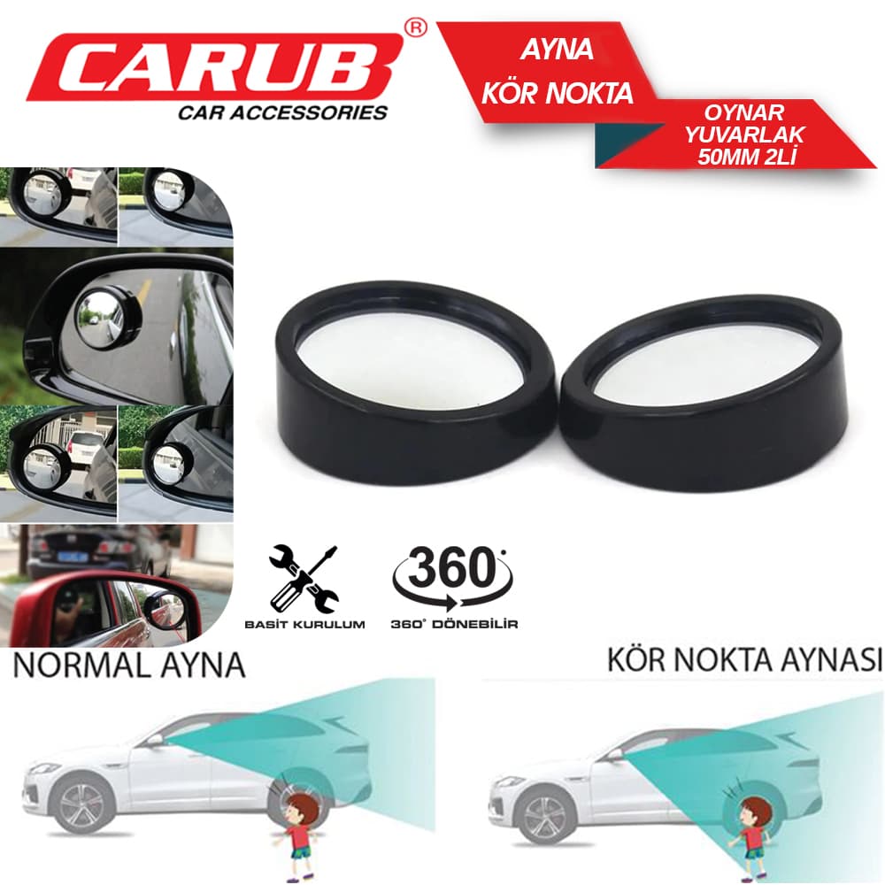 Ayna Kör Nokta Ayarlı 360c Yuv.50mmSiyah 2Li