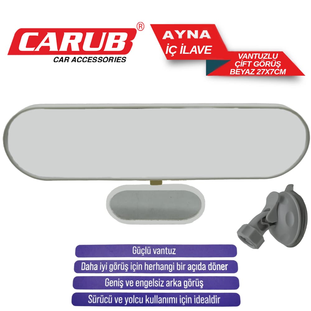 Ayna Çift Görüş İç İlave Vantuzlu 27x7cm Bey