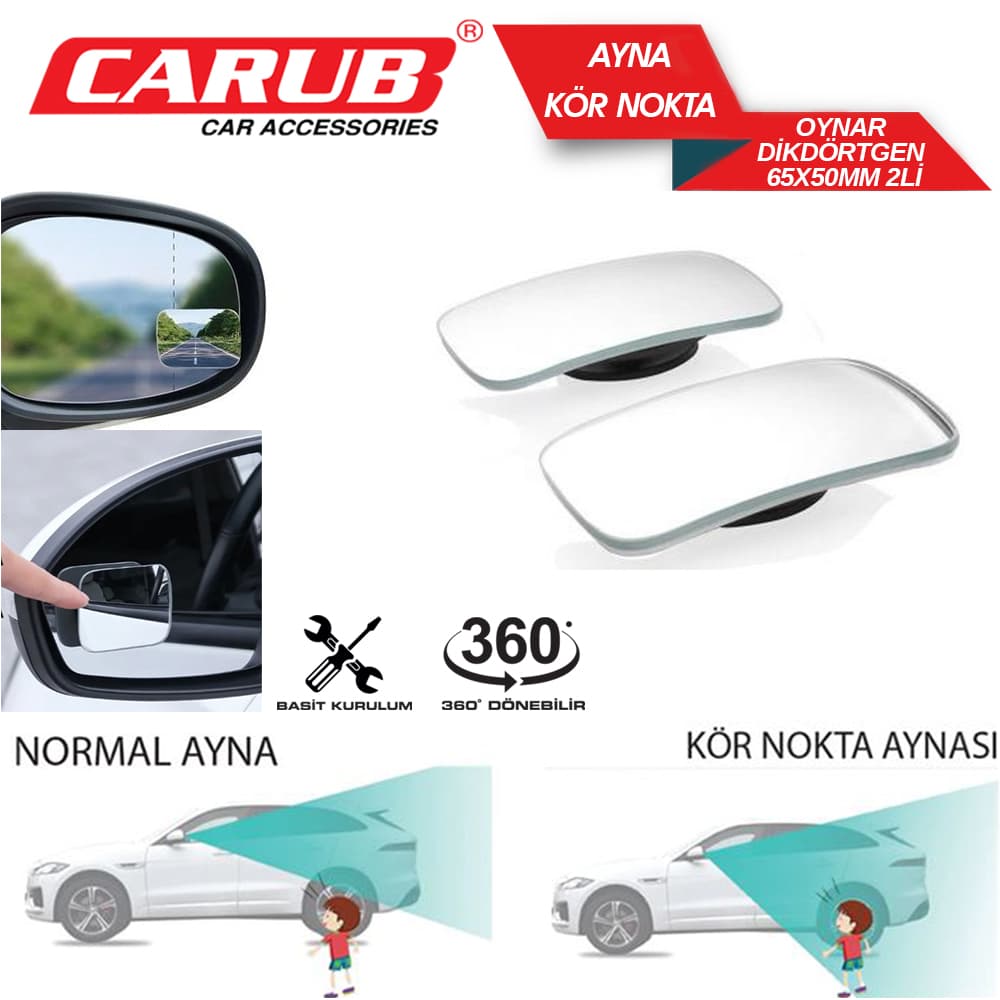 Ayna Kör Nokta Oynar 65x50mm Dikdörtgen 2li