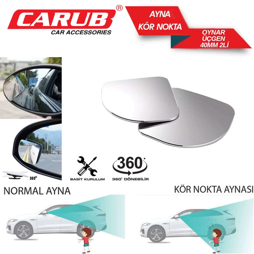 Ayna Kör Nokta Oynar 40mm  Üçgen  2li