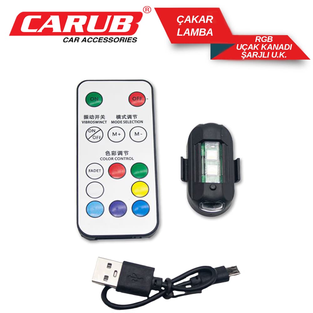Lamba  Uçak Kanadı U.K  Çakar Şarjlı RGB