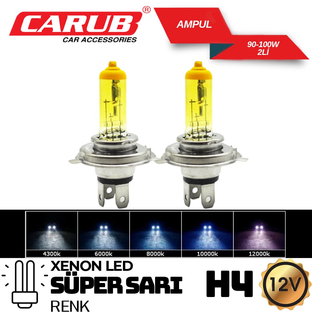 Ampul 12V 90-100W H4 Süper Sarı