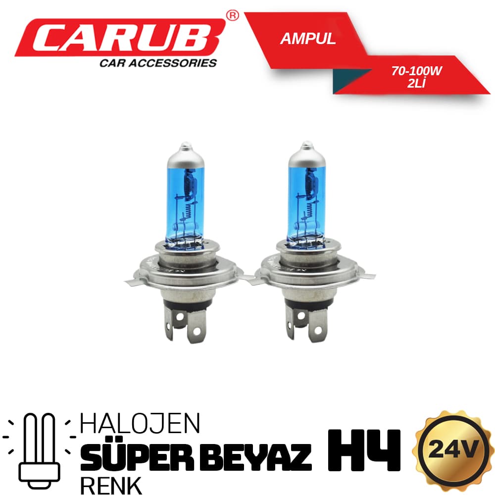 Ampul H4 24V 70-100W Süper Beyaz Işık