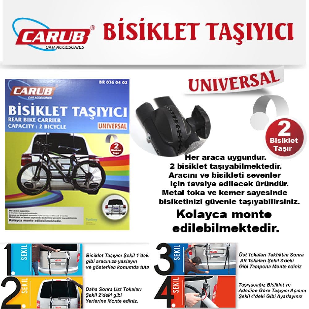 Bisiklet 2 Taşıyıcı Metal  Siyah lüx Kutulu