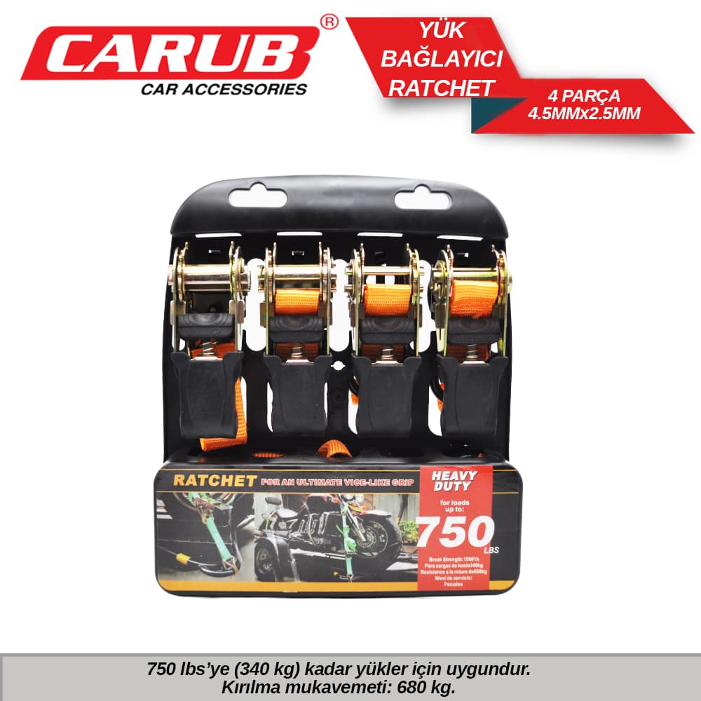 Yük Bağlayıcı Ratchet 4 Parça 4.5mmx2.5mm