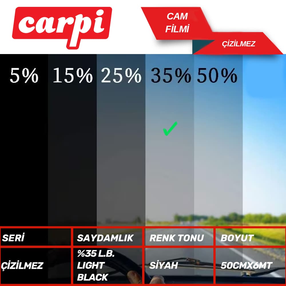 Cam Filmi 50cmx6m Çizilmez L.Black%35 BK35
