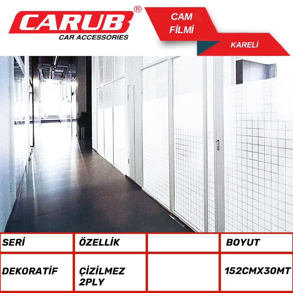 Cam Filmi 152cmx30M Çizilmez Dekor Kareli