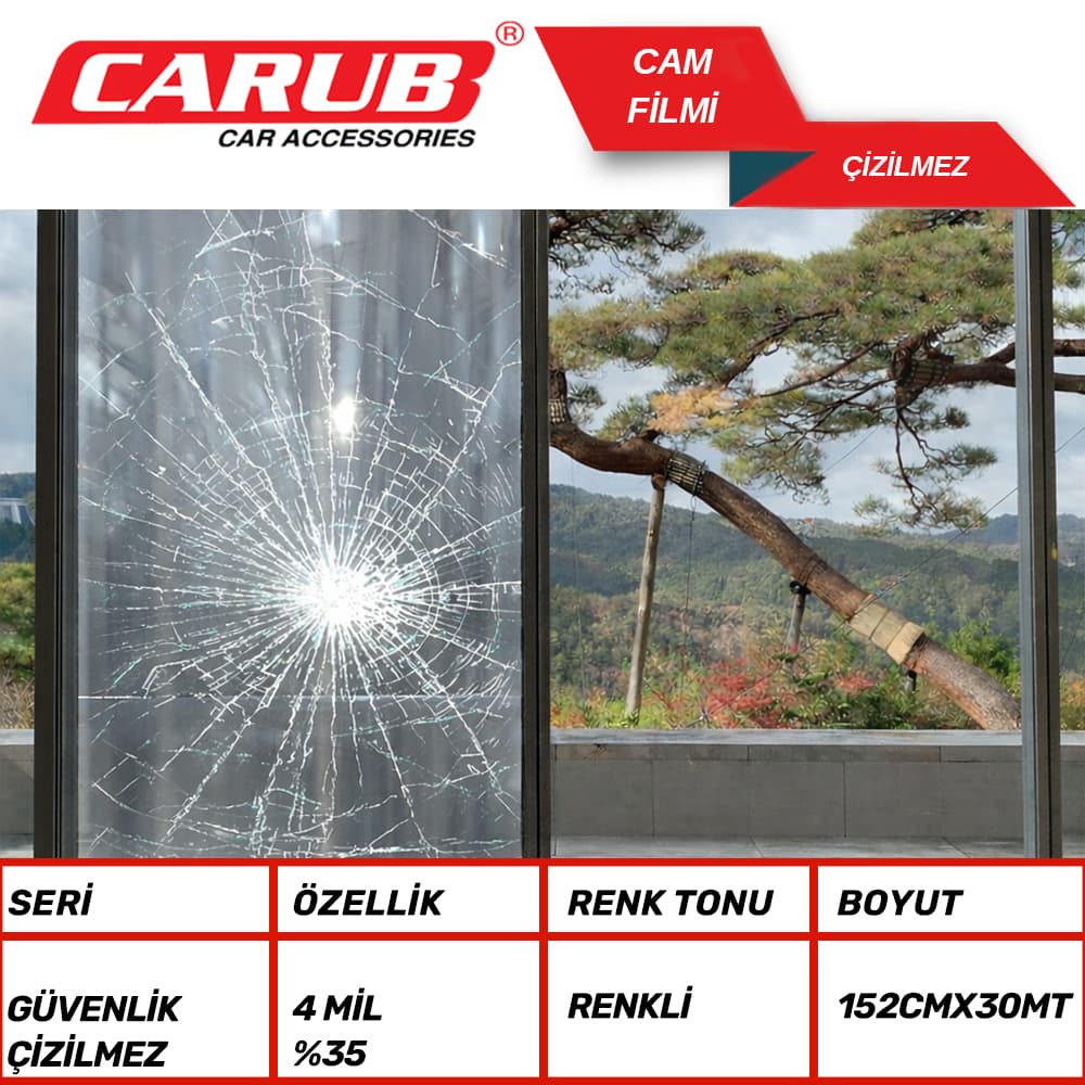 Cam Filmi 152cmx30M Güvenlik Renkli 4Ml%35