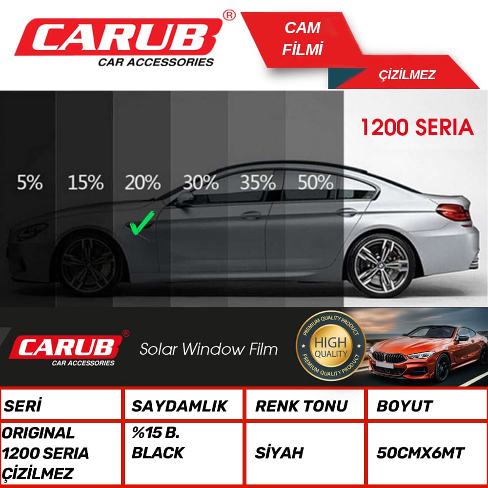 1200 SERIA Çizilmez Cam Filmi 50X6M %20Black