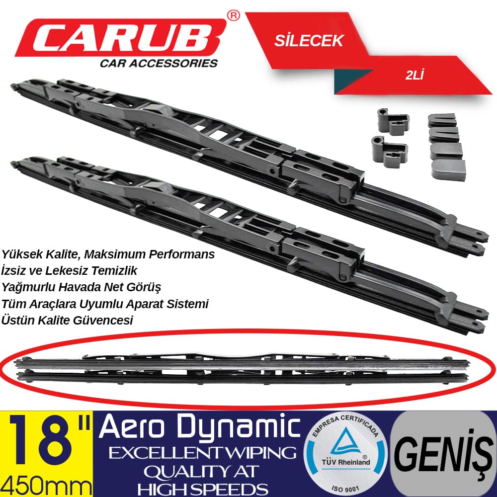 Silecek 450mm 18 inch 2Li Geniş Çiftli