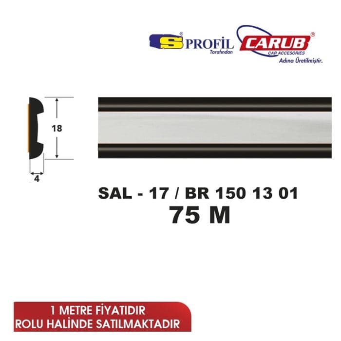 Çıta SAL 17 18mmx75M Siyah Krom Oluklu