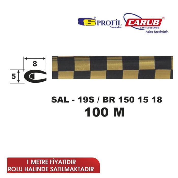 Çıta SAL Elkamet 19S 5mmx100M Damalı Siyah  Gold