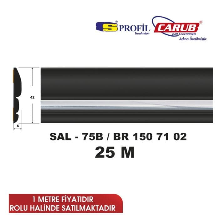 Çıta SAL 75B 42mmx25M kt Siyah Oluk Krom