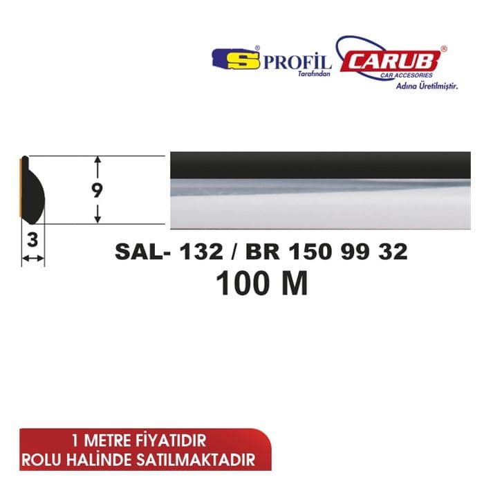 Çıta SAL 132   9mmx100M Krom Kenarı Siyah
