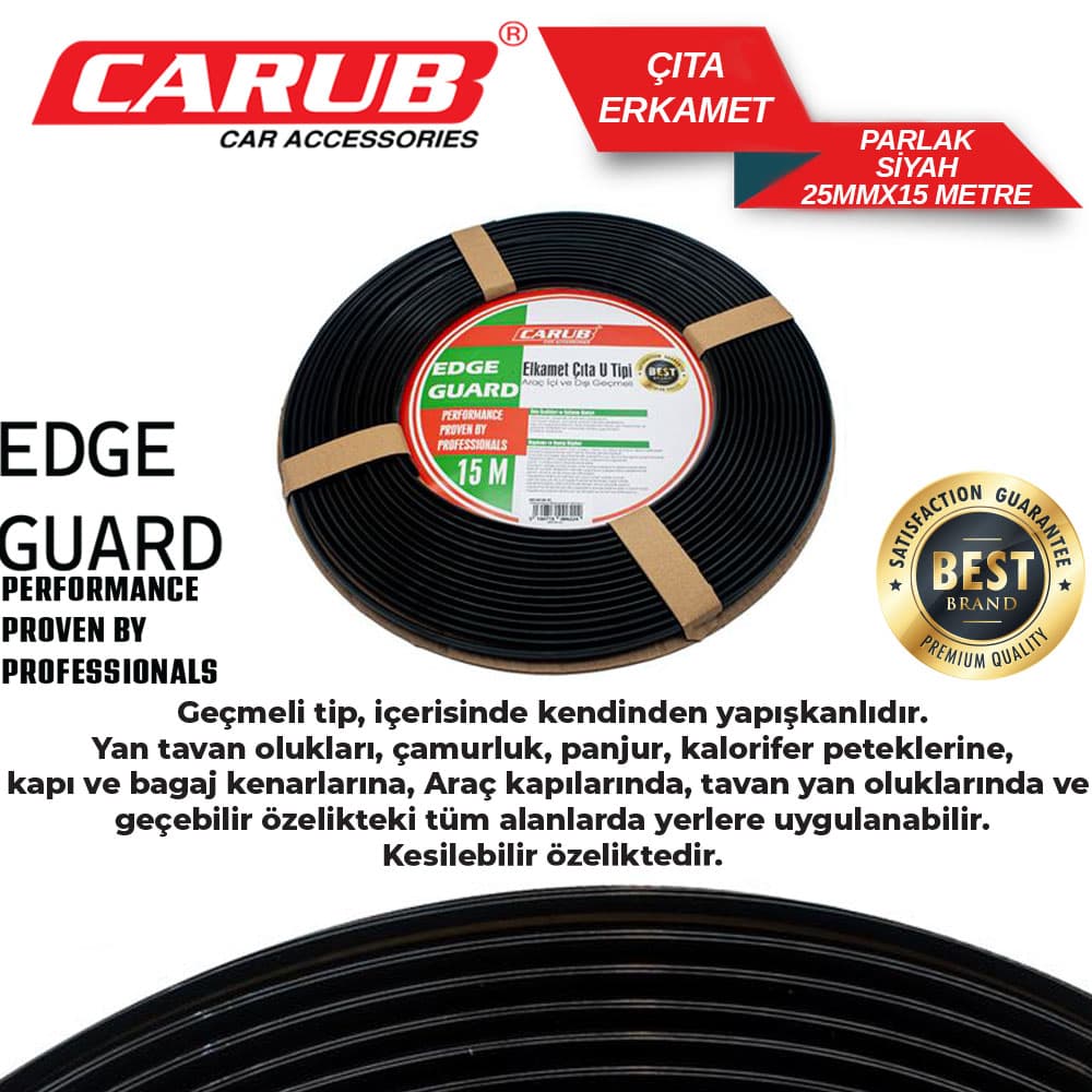 Çıta Erkamet Geniş 12,5mm 15MT Parlak Siyah