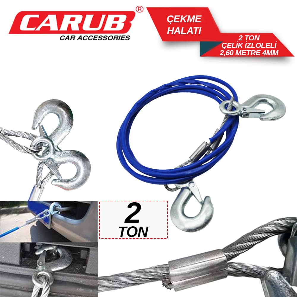 Çekme Halatı 2 Ton Çelik İzoleli 2,60 Mt