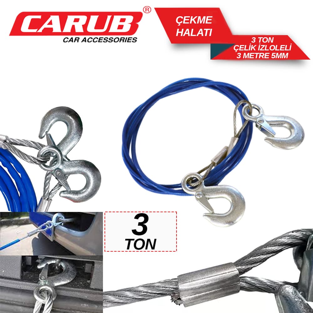 Çekme Halatı 3 Ton  Çelik İzoleli 3.Mt