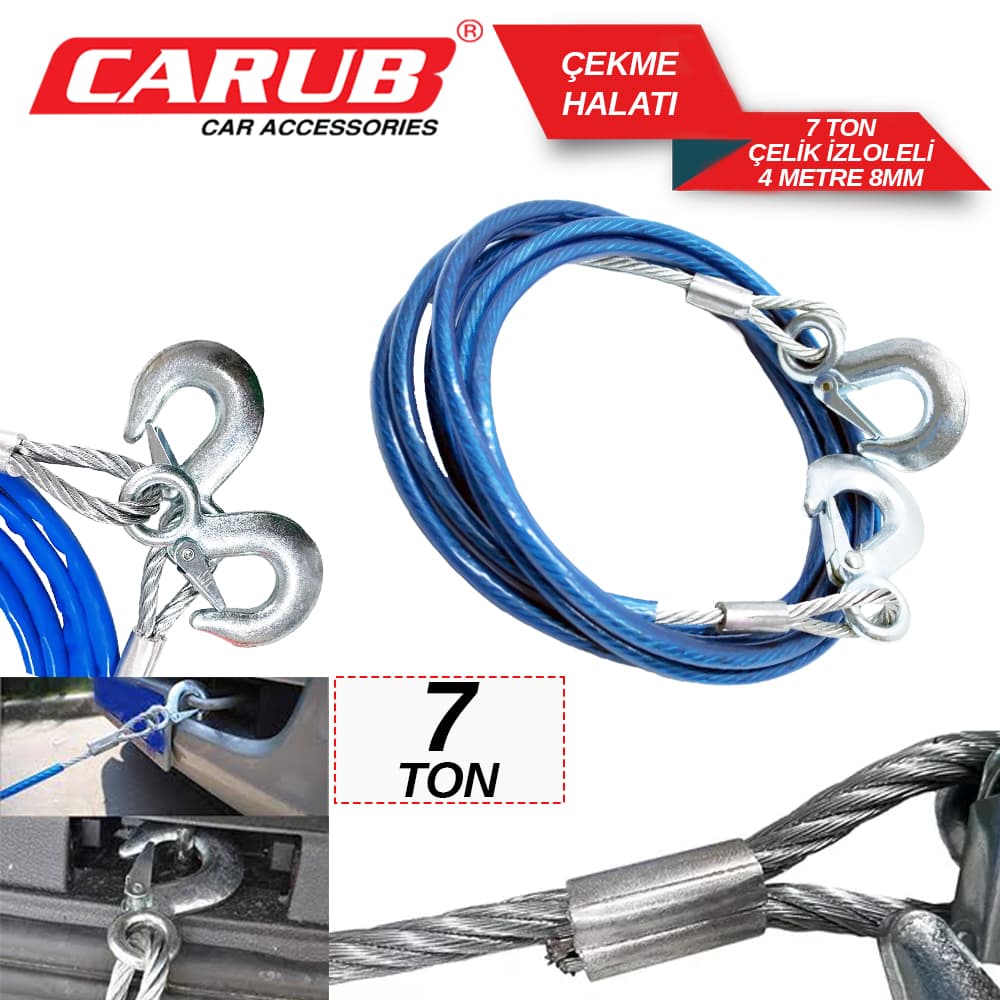 Çekme Halatı 7 Ton  Çelik İzoleli 4 Mt