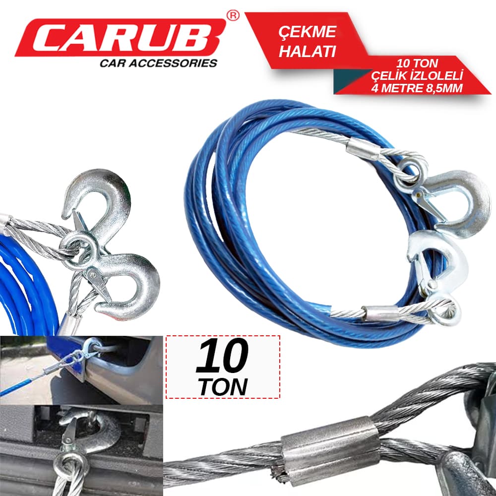 Çekme Halatı 10 Ton Çelik İzoleli 4 Mt