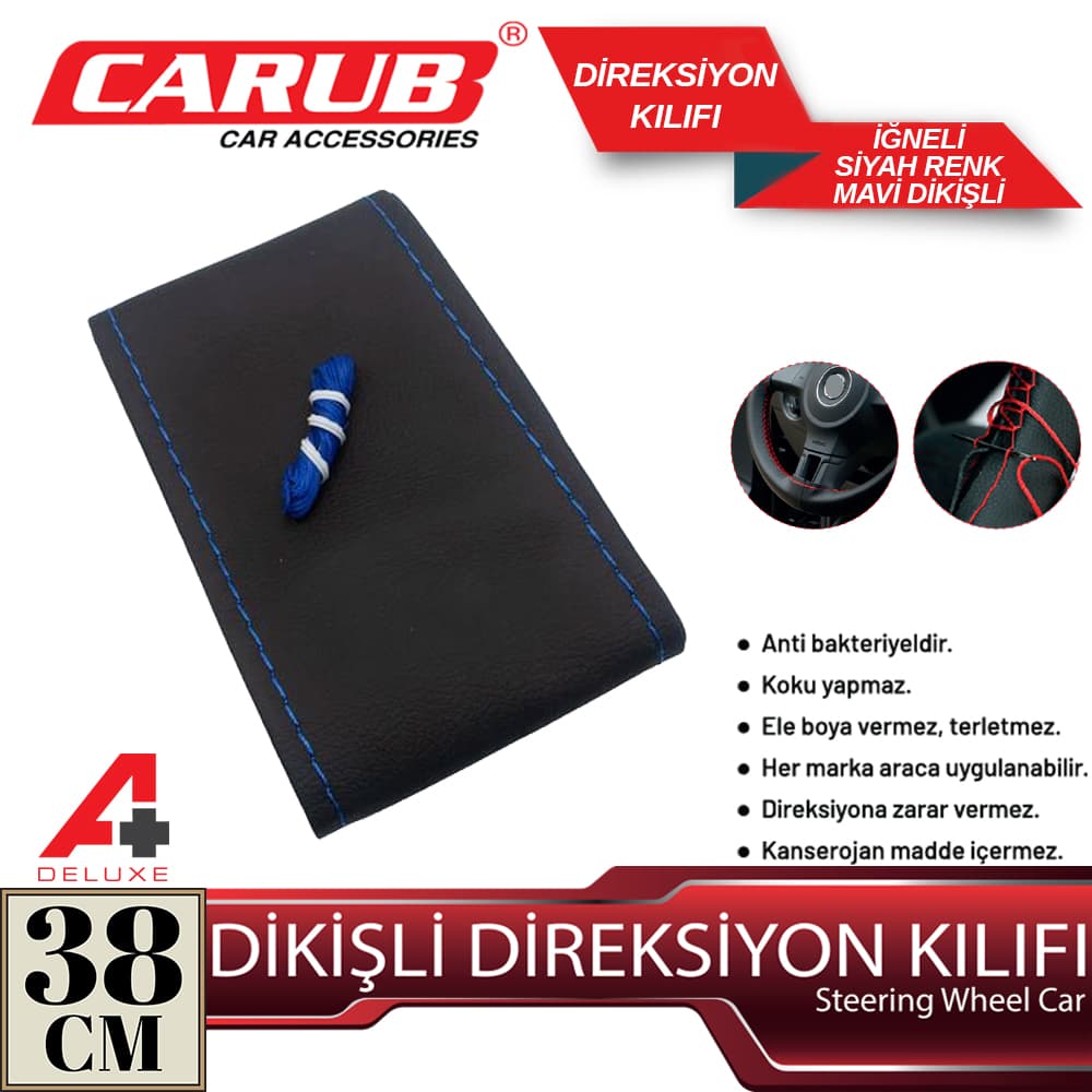 D.Kılıfı İğneli 38cm Delüx Siyah Mavi Dikiş