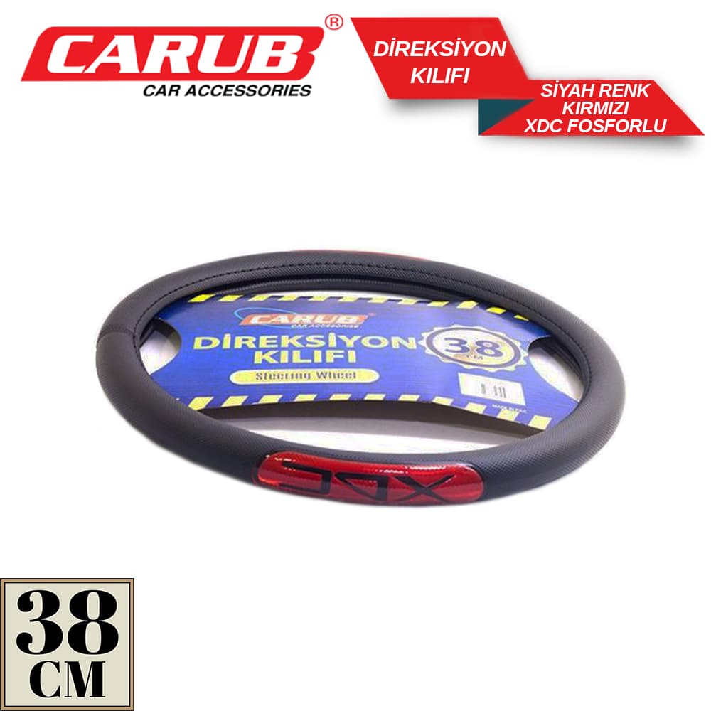 Direksiyon Kılıfı 38cm Siy-Krmz  XDC Fosfor