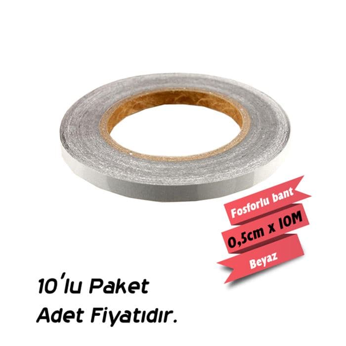 Fosforlu Bant 0.5cmx10M Beyaz