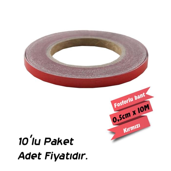 Fosforlu Bant 0.5cmx10M Kırmızı