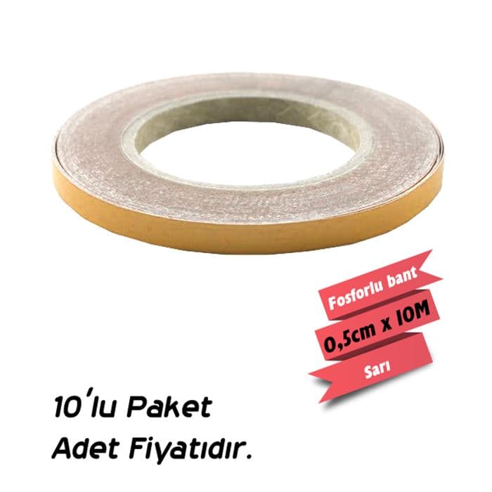 Fosforlu Bant 0.5cmx10M Sarı
