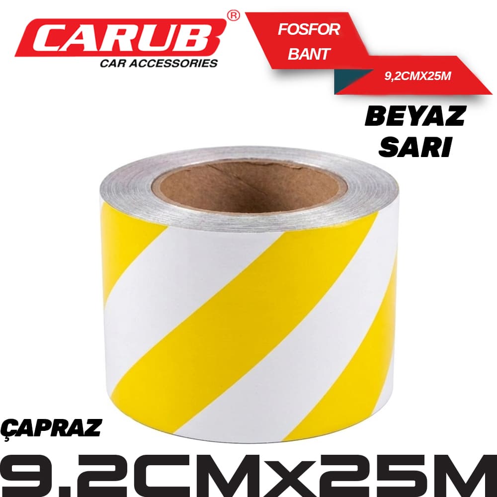 Fosforlu Bant Çapraz 9,2cmx25M Sarı-Beyaz