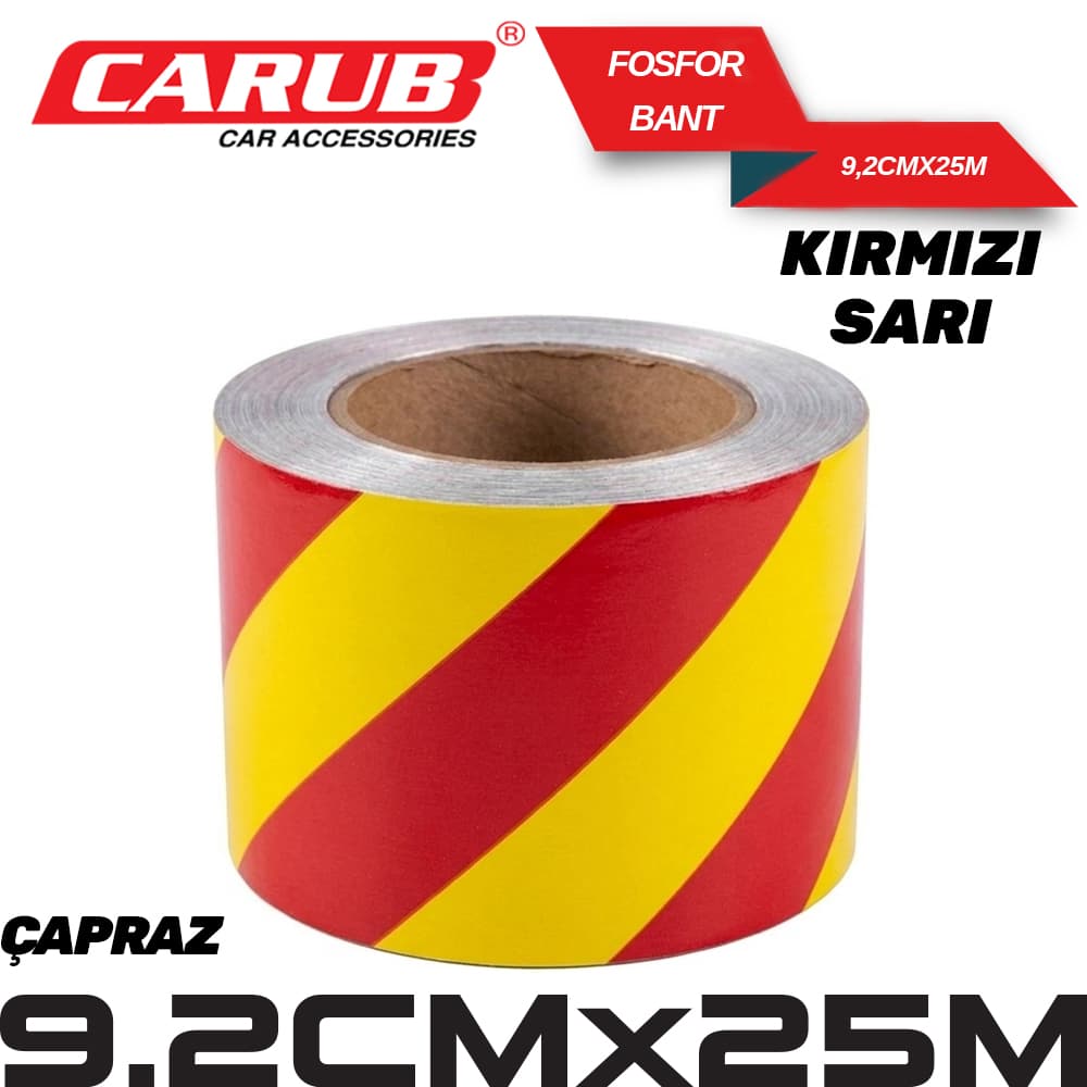 Fosforlu Bant Çapraz 9,2cmx25M Sarı-Kırmızı