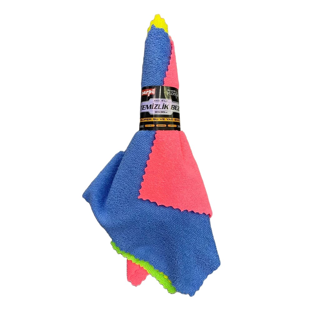 Mikrofiber Temizlik Bezi 4lü Dürüm Eko