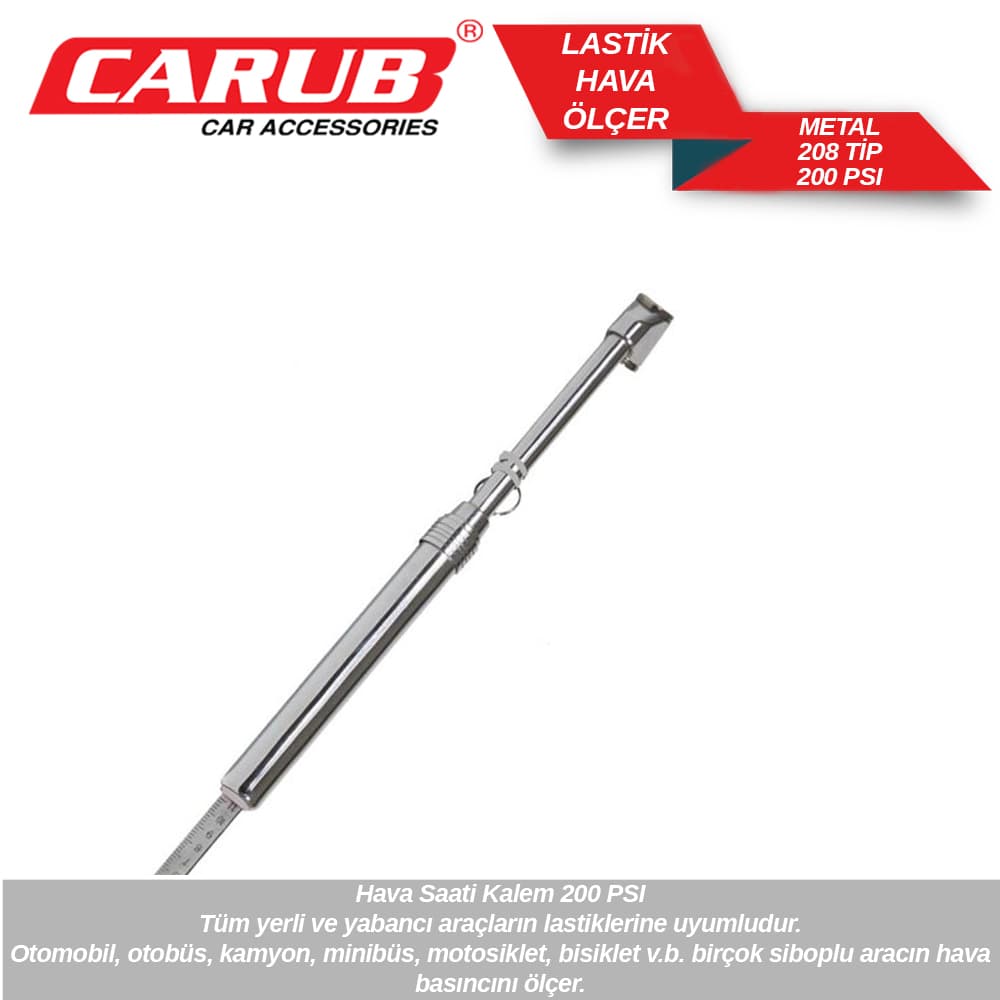 Lastik Hava Ölçer Metal Büyük 208 Tip 200Psi
