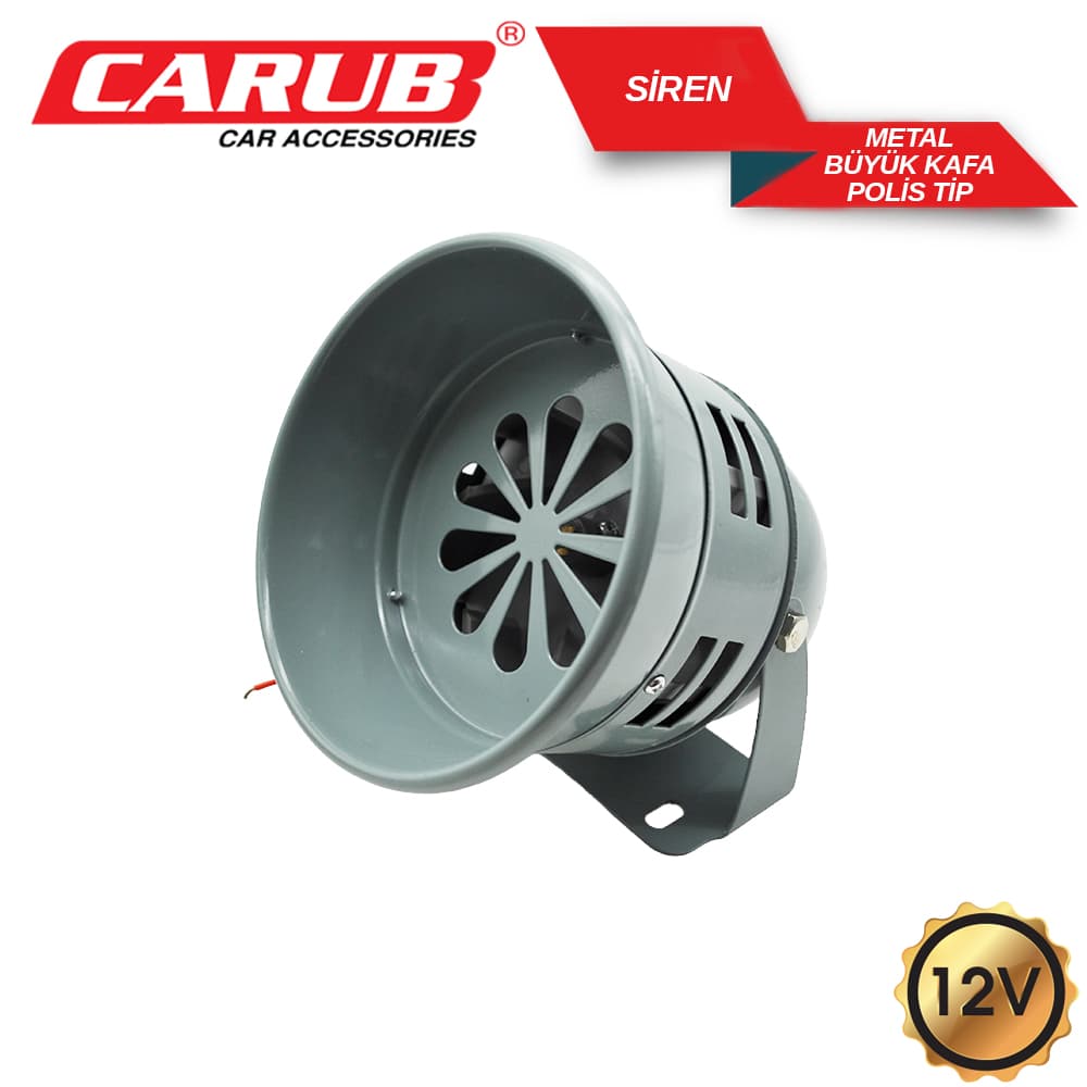 Siren 12V Metal Büyük  Kafa Polis Tip