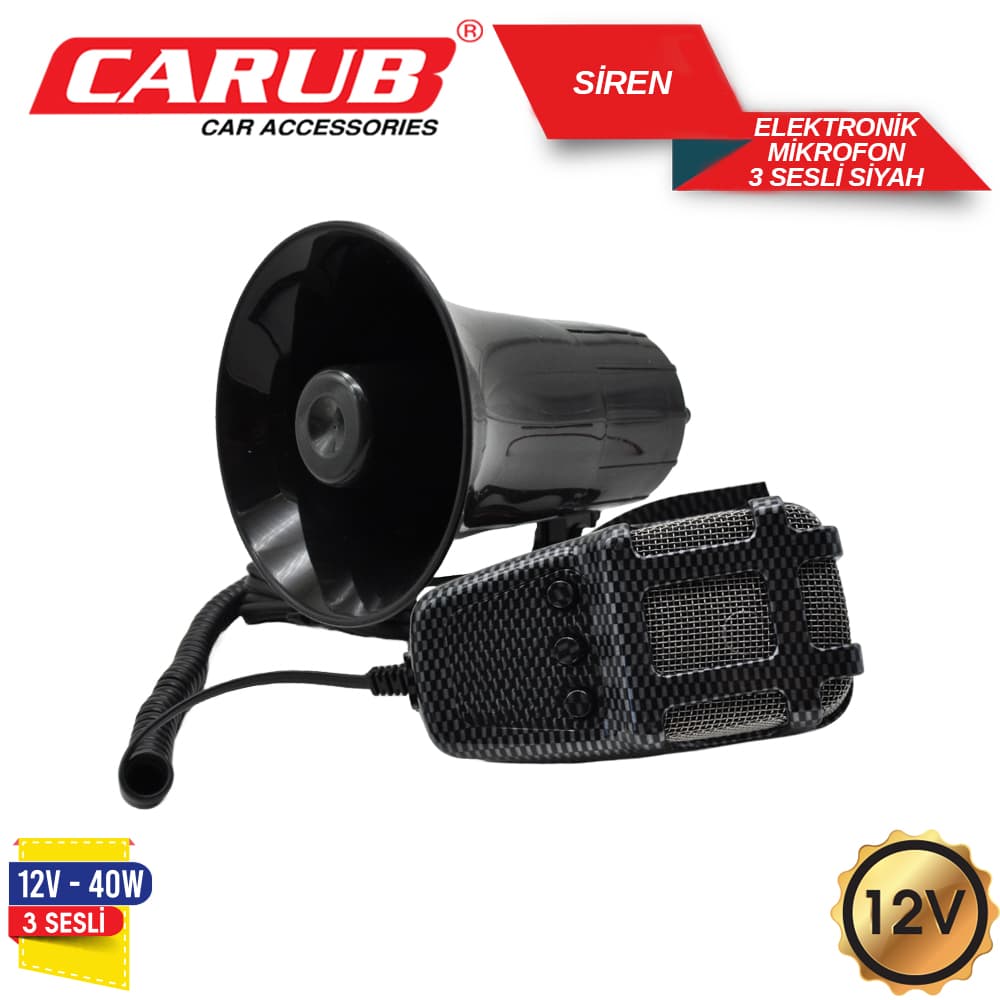 Siren 12V 3 Sesli Elktrnk Mikrofon Krbn (20)