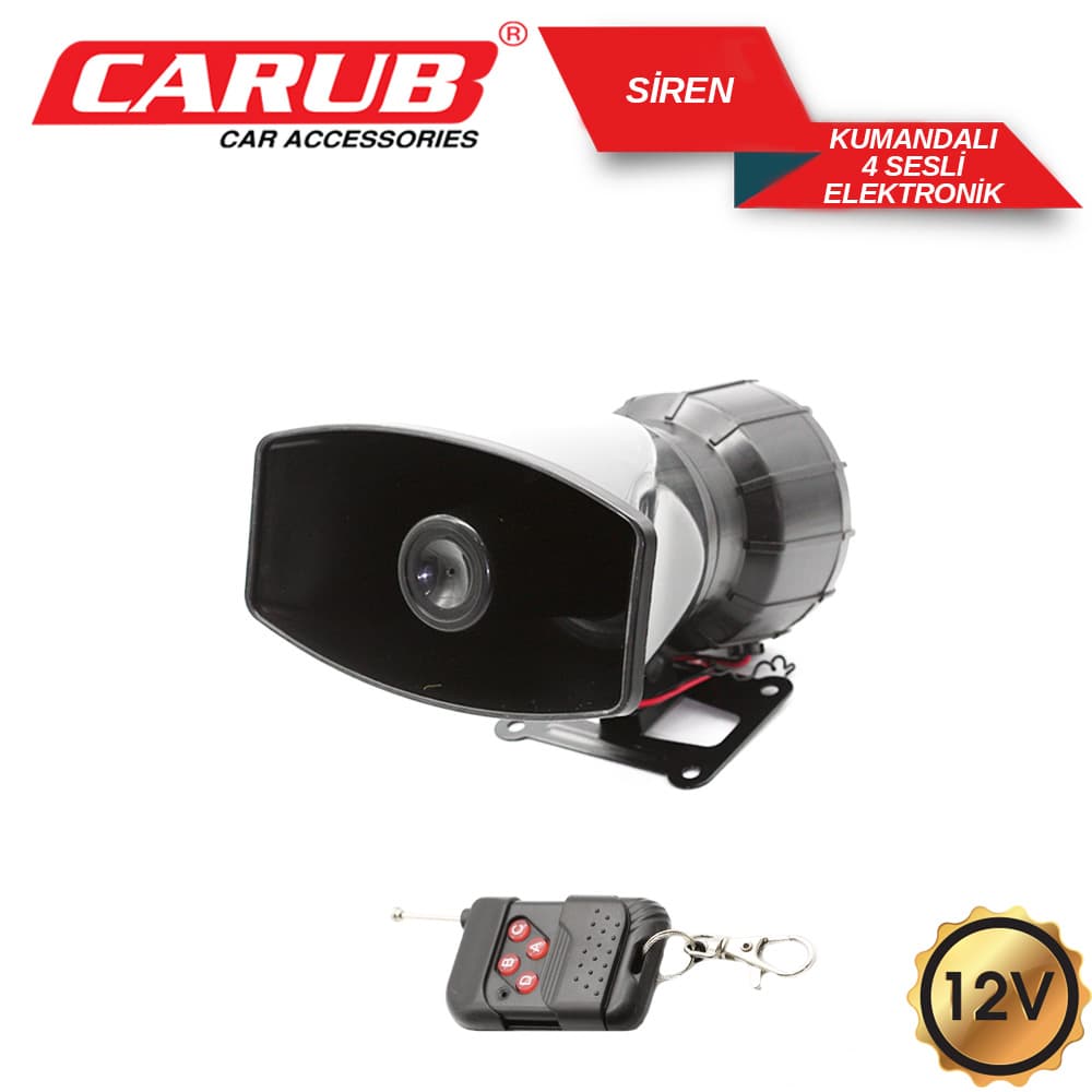 Siren 12V Elektronik Uzaktan Kumand 4 Ses Si