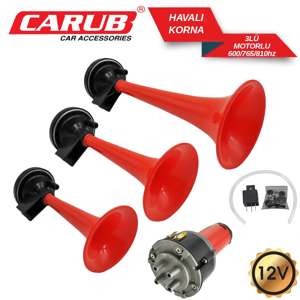 Korna 12V 3Lü Havali Motorlu