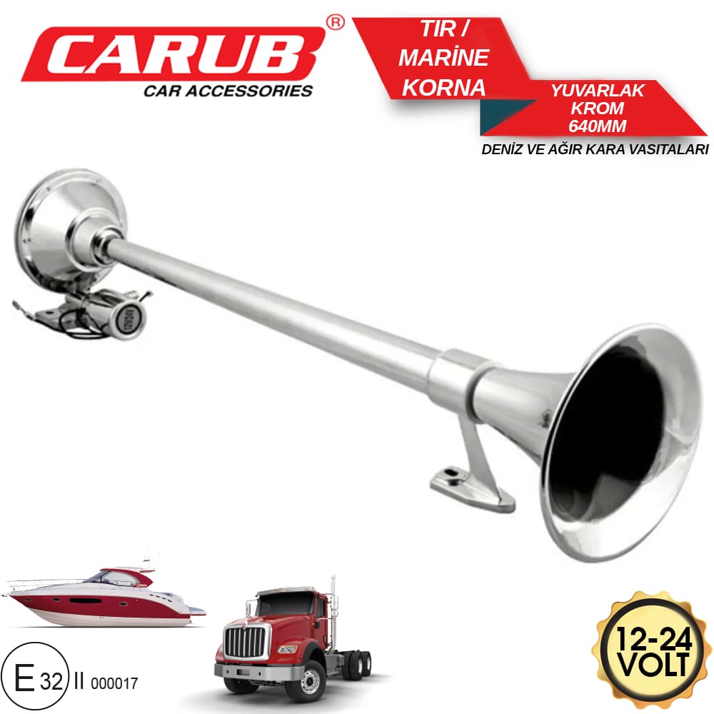 Korna  24-12V Tır- Marine 640mm Yuv Krom Ad