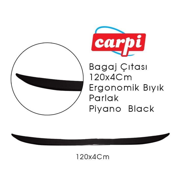 BagajÇıta 120x4cm Ergonomik Bıyık Parlak Siy