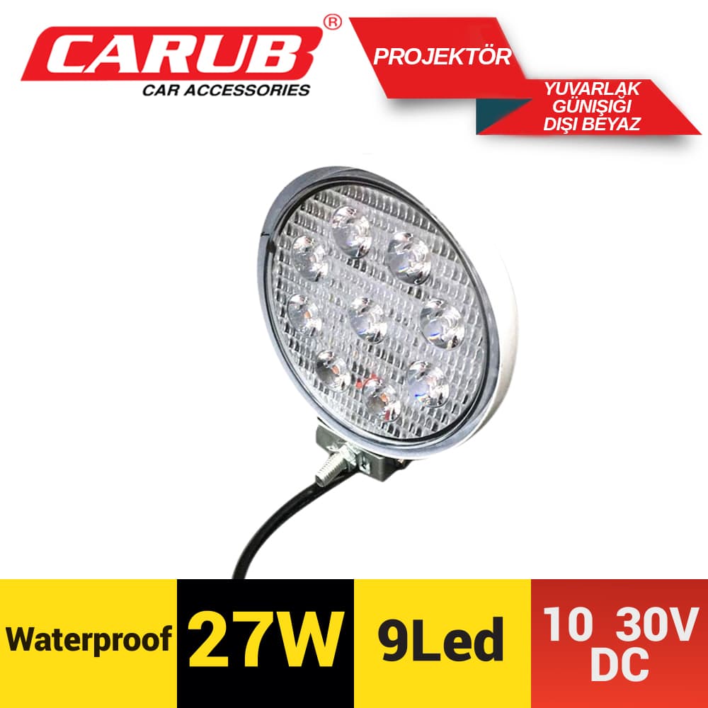 Projektör 9-30V 9 Led Yuv.Günışık Dışı Beyaz