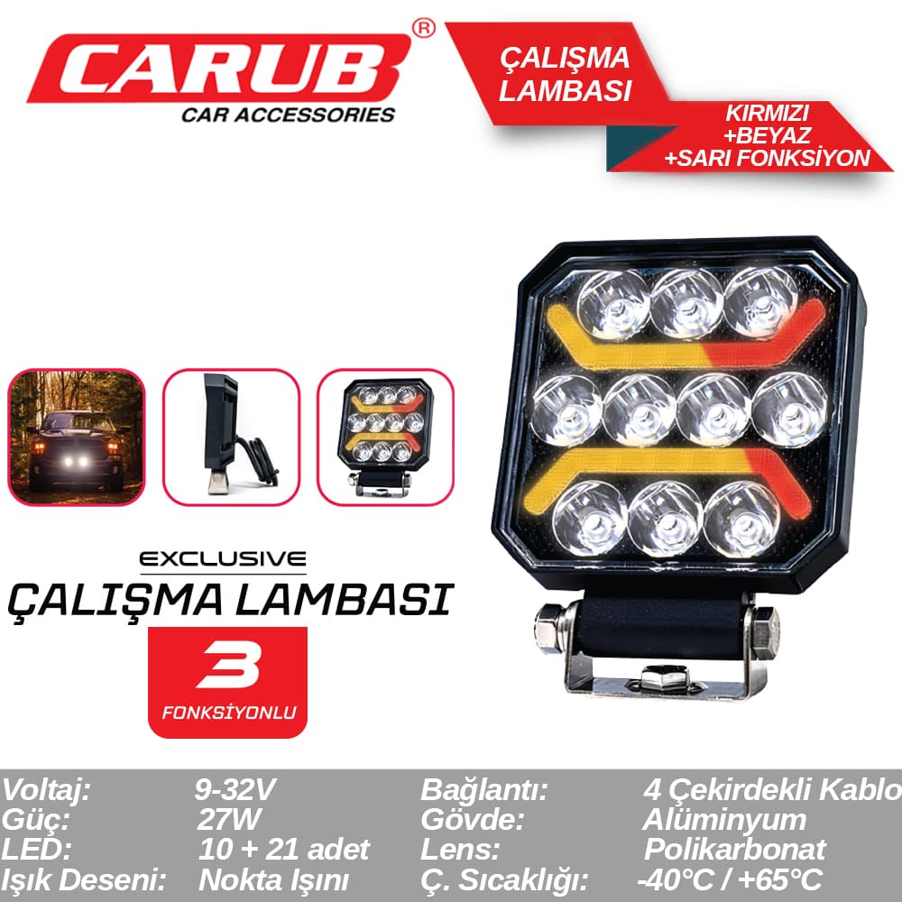 Lamba Çalışma12-24V  Bey+Sarı+Kırm Foksiyon